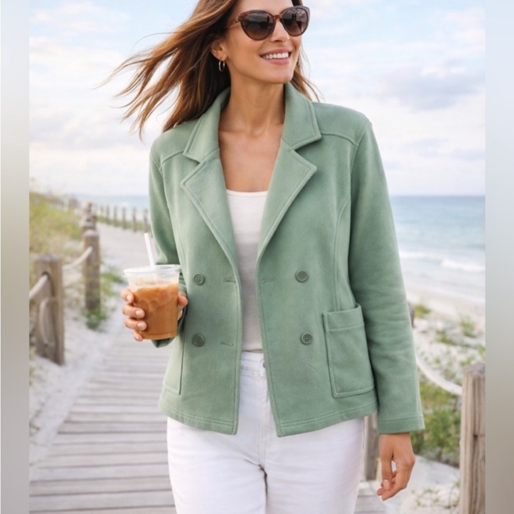 Tommy Bahama Marina Del Mar Peacoat Tropical Fern Cotton Jacket NWT Sz Med and S - Picture 4 of 15
